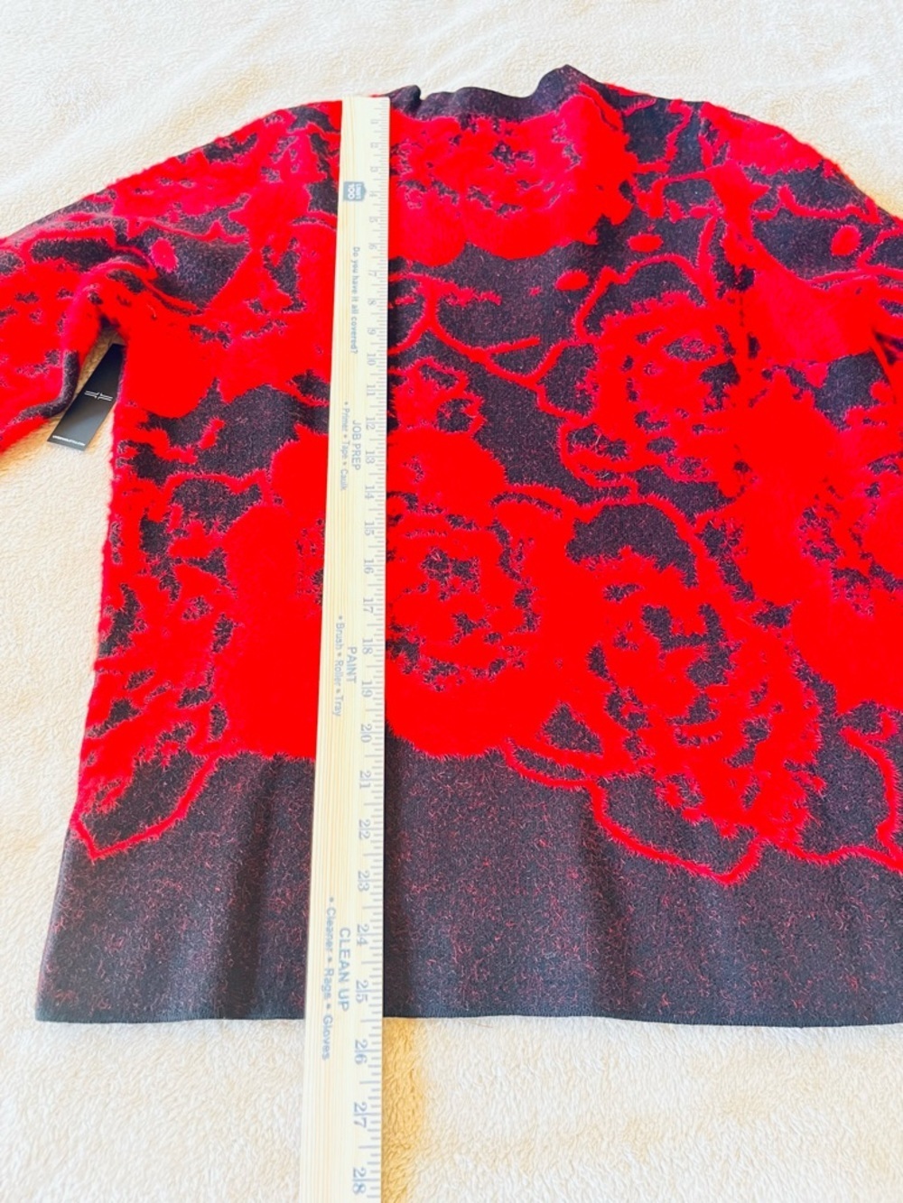 NWT Liverpool Red Black Floral Crewneck Sweater Long Sleeve Soft Vibrant Women - Picture 8 of 10
